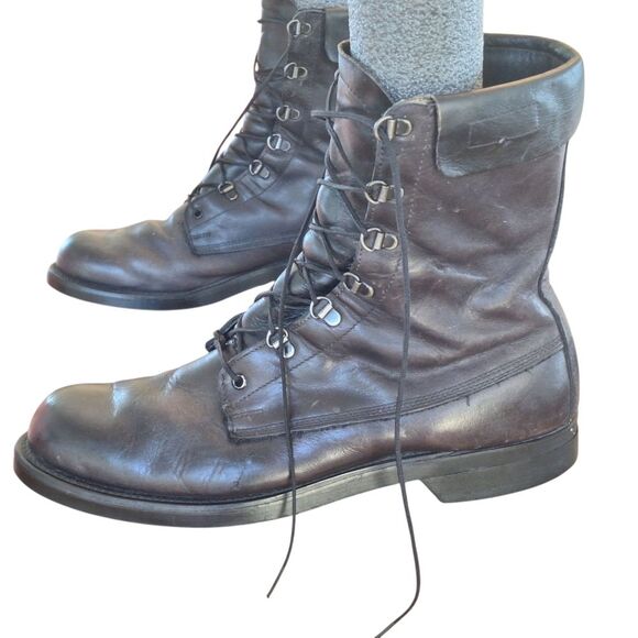 Craddock Terry Combat Grunge Biker Boots Black Leather Punk Emo Mens size 10D - Picture 7 of 16